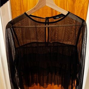 Zara Black Sheer Women's Top
